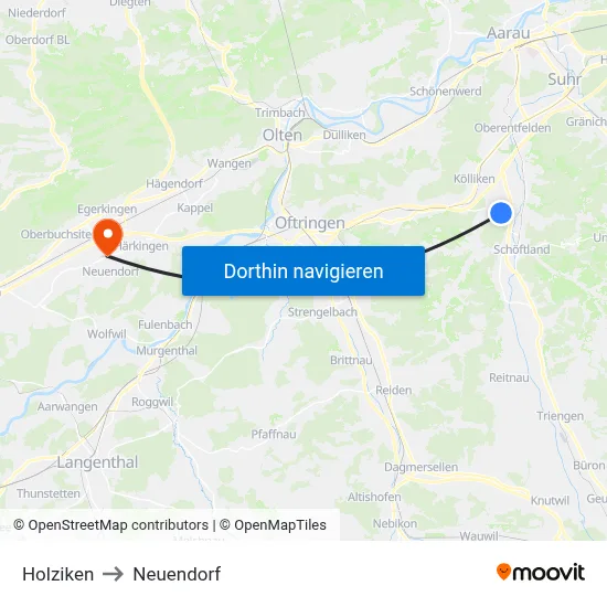 Holziken to Neuendorf map