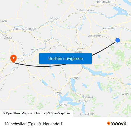 Münchwilen (Tg) to Neuendorf map