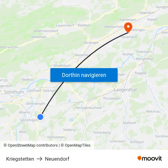 Kriegstetten to Neuendorf map