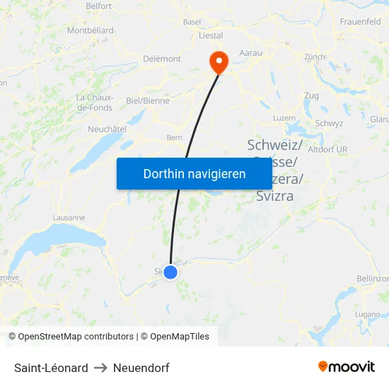 Saint-Léonard to Neuendorf map