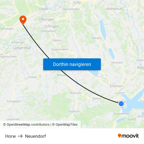 Horw to Neuendorf map