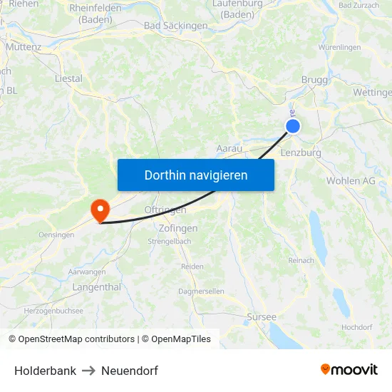 Holderbank to Neuendorf map