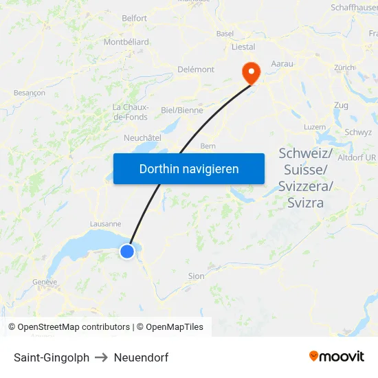 Saint-Gingolph to Neuendorf map