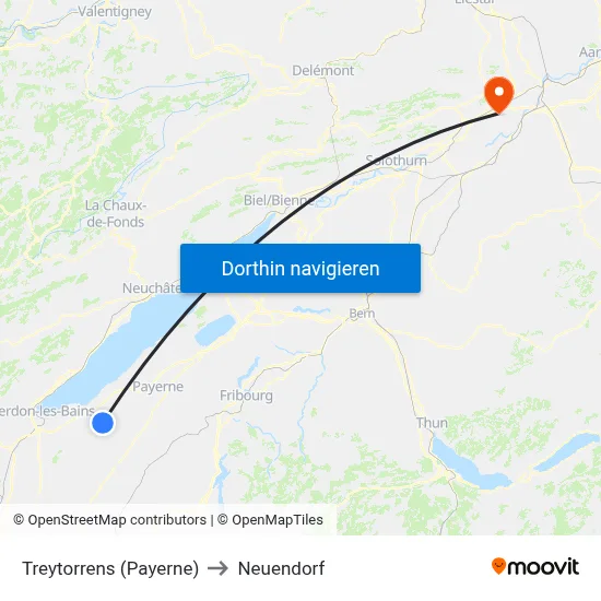 Treytorrens (Payerne) to Neuendorf map