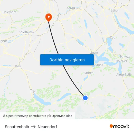 Schattenhalb to Neuendorf map