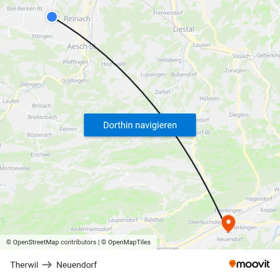 Therwil to Neuendorf map