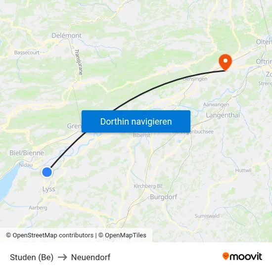 Studen (Be) to Neuendorf map