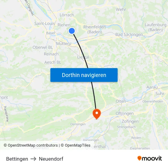 Bettingen to Neuendorf map