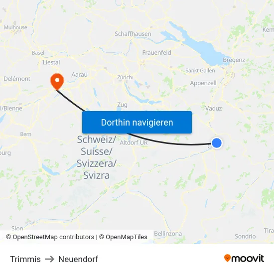 Trimmis to Neuendorf map