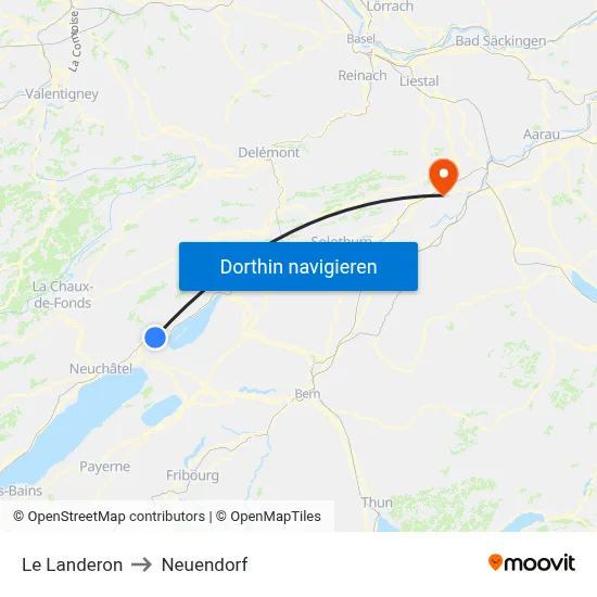 Le Landeron to Neuendorf map