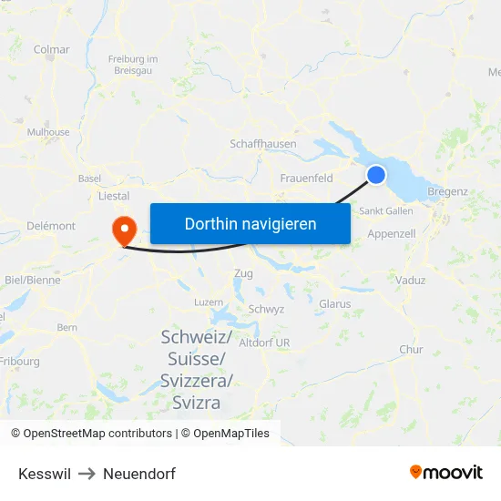 Kesswil to Neuendorf map