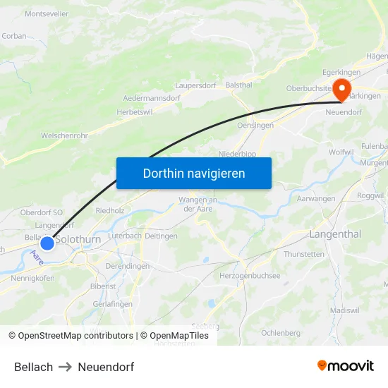 Bellach to Neuendorf map