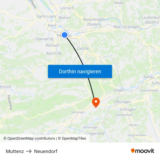 Muttenz to Neuendorf map