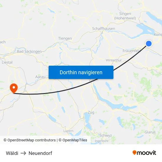 Wäldi to Neuendorf map