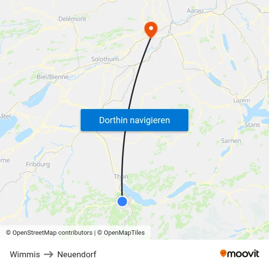 Wimmis to Neuendorf map
