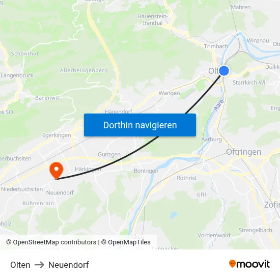 Olten to Neuendorf map