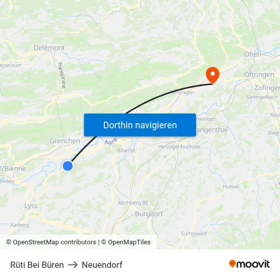 Rüti Bei Büren to Neuendorf map