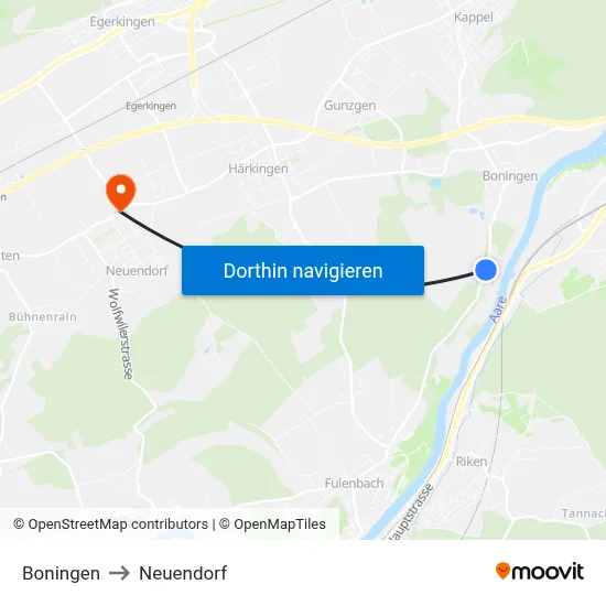 Boningen to Neuendorf map