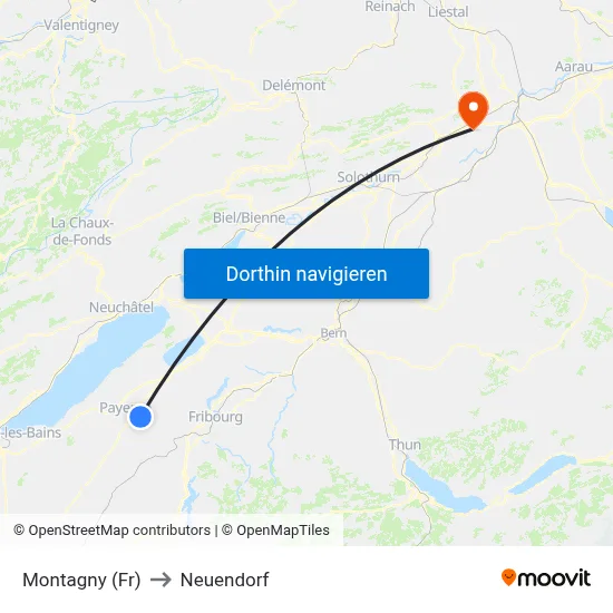Montagny (Fr) to Neuendorf map