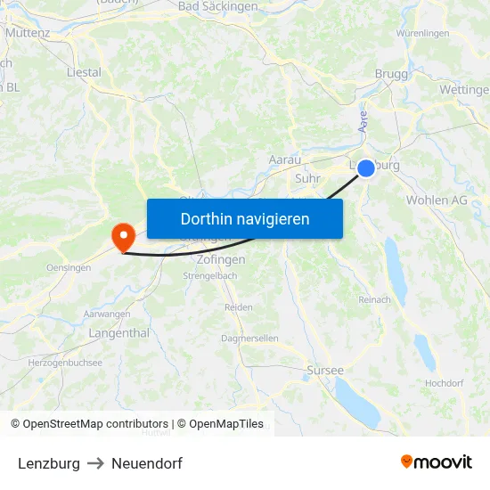 Lenzburg to Neuendorf map