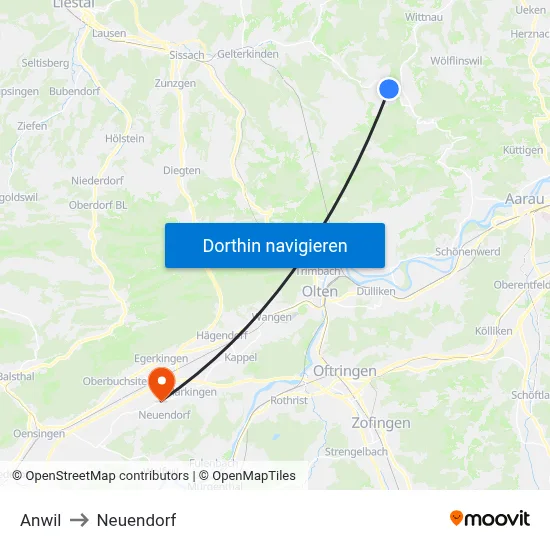 Anwil to Neuendorf map