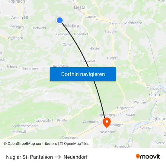 Nuglar-St. Pantaleon to Neuendorf map