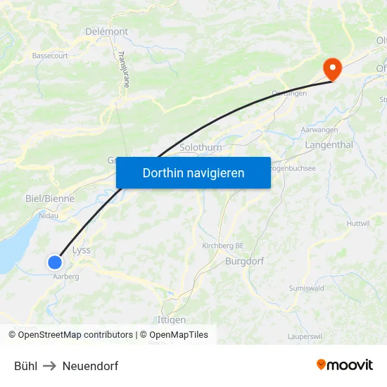 Bühl to Neuendorf map