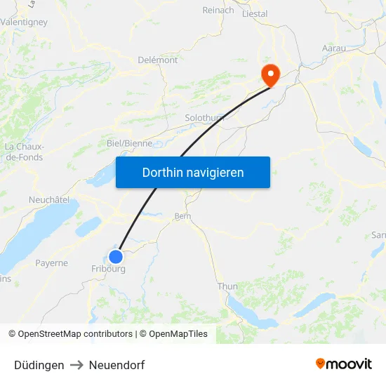 Düdingen to Neuendorf map