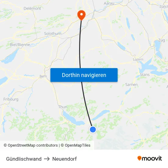 Gündlischwand to Neuendorf map
