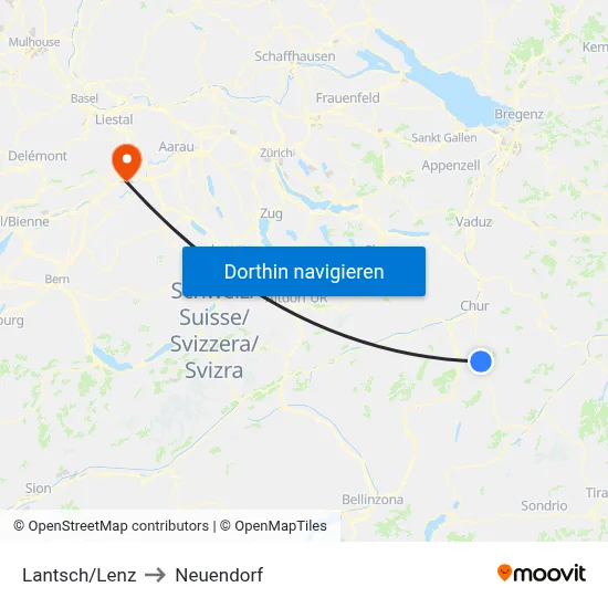 Lantsch/Lenz to Neuendorf map