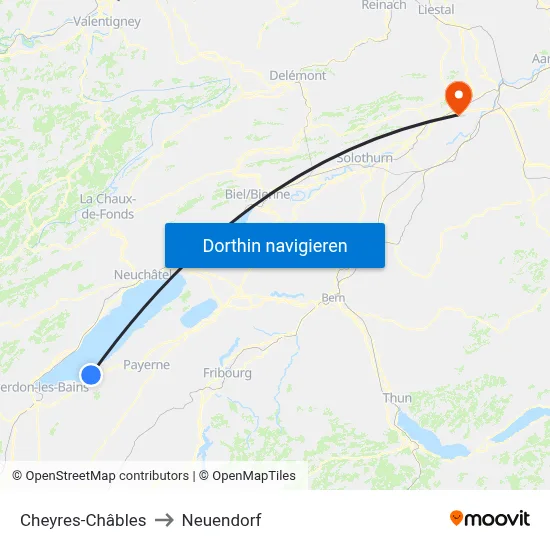 Cheyres-Châbles to Neuendorf map