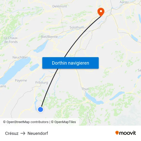 Crésuz to Neuendorf map
