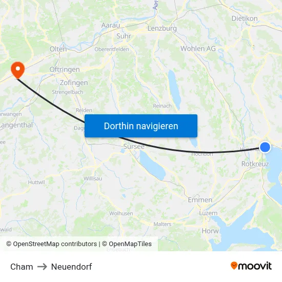 Cham to Neuendorf map