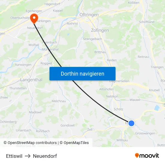 Ettiswil to Neuendorf map