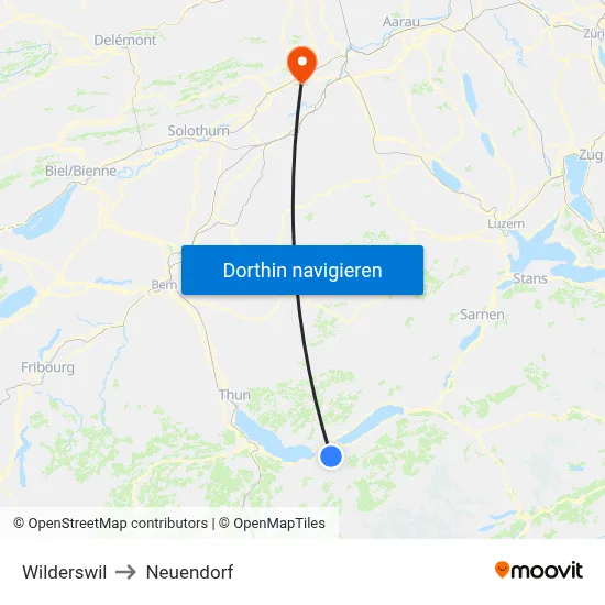Wilderswil to Neuendorf map