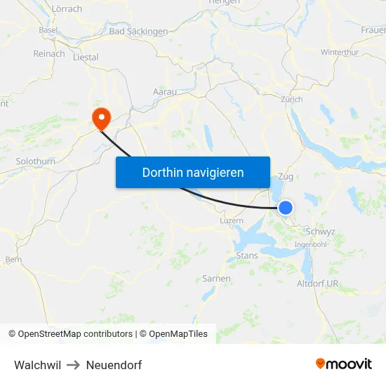 Walchwil to Neuendorf map