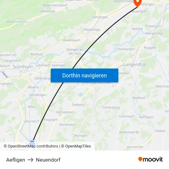 Aefligen to Neuendorf map