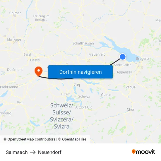 Salmsach to Neuendorf map