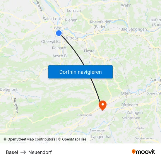 Basel to Neuendorf map