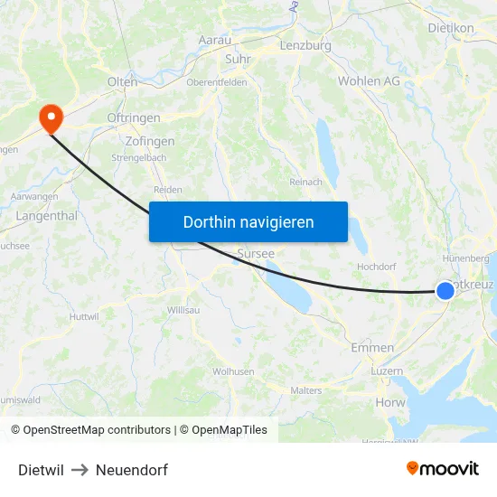 Dietwil to Neuendorf map