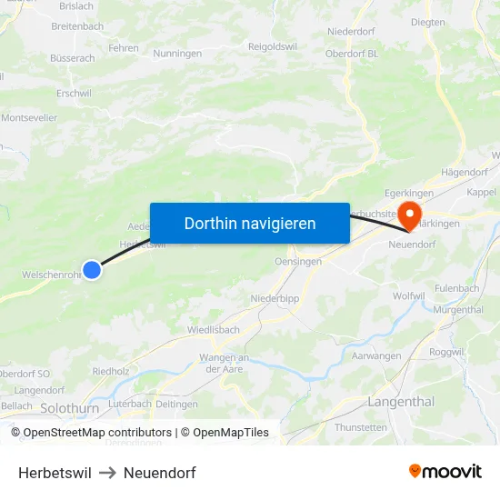 Herbetswil to Neuendorf map