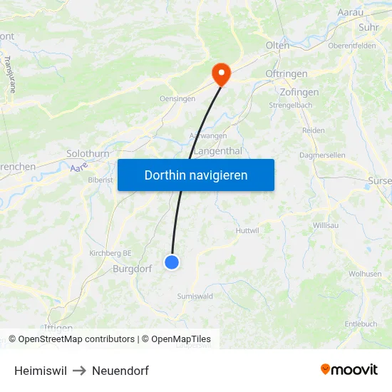 Heimiswil to Neuendorf map