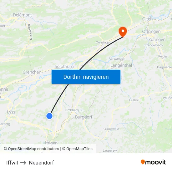 Iffwil to Neuendorf map