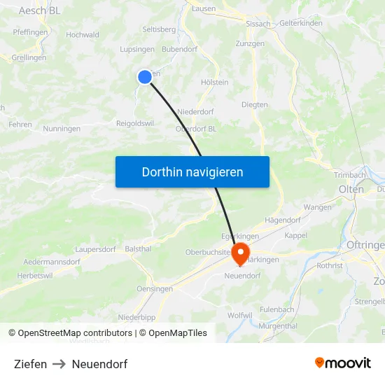 Ziefen to Neuendorf map