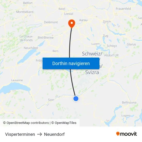 Visperterminen to Neuendorf map