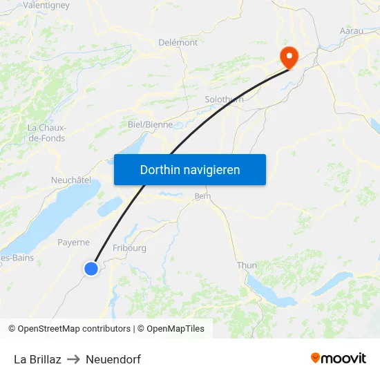 La Brillaz to Neuendorf map