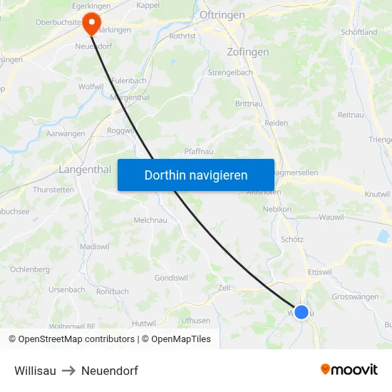 Willisau to Neuendorf map