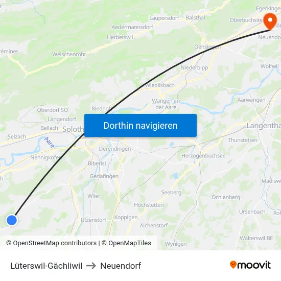 Lüterswil-Gächliwil to Neuendorf map