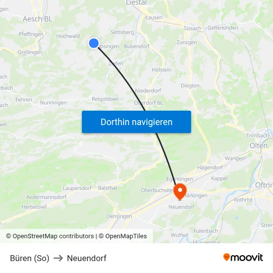 Büren (So) to Neuendorf map