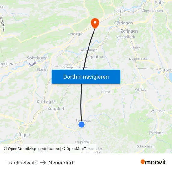 Trachselwald to Neuendorf map